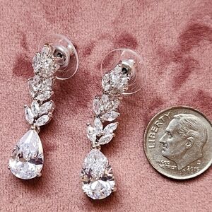 Silver Crystal Drop Earrings